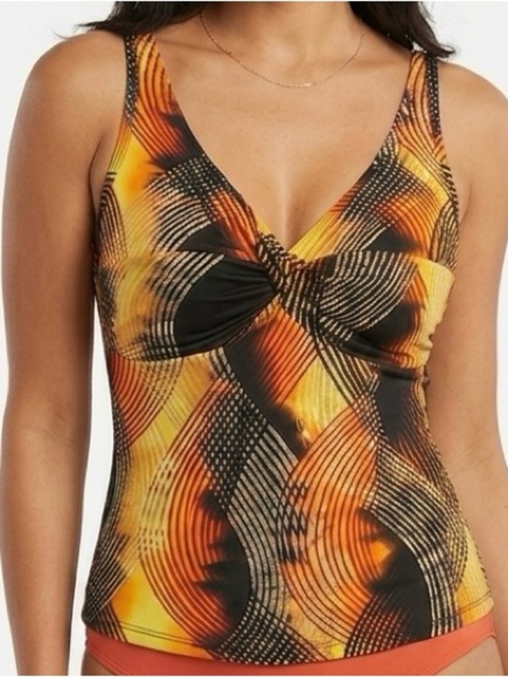 Twist-Front Swim Camisole in Yellow & Black